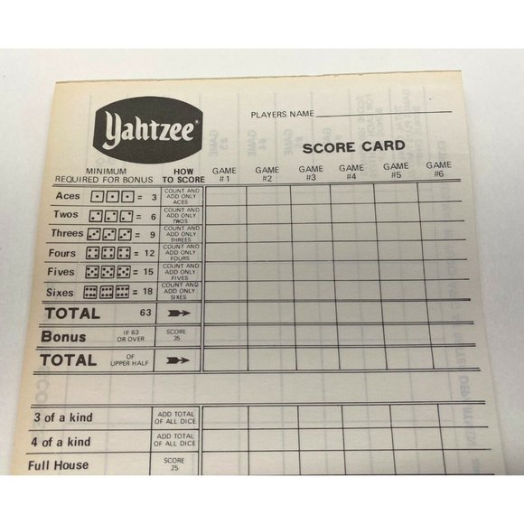 Yahtzee Score Pad Game Replacement Part 30+ Sheets Milton Bradley - Picture 2 of 6